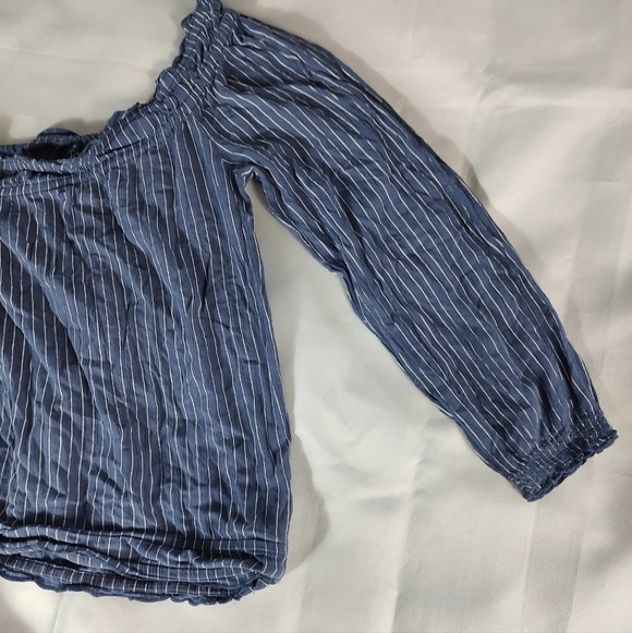 American Eagle Blue Striped Off-Shoulder Top Medium - Picture 9 of 10